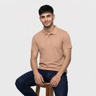 Men's Beige Polo Neck Polo T-Shirt, Beige, small