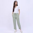 Women's Soft Sage Green Relaxed Fit Textured Track Pants, Light Green, small image number null