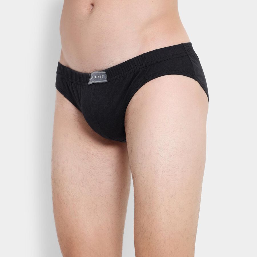 Men's 100% Cotton Briefs , काला, large
