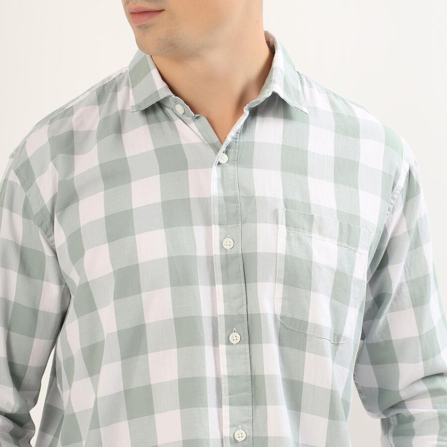 Men's Muted Sage Green Classic Casual Shirt, ओलिव, large