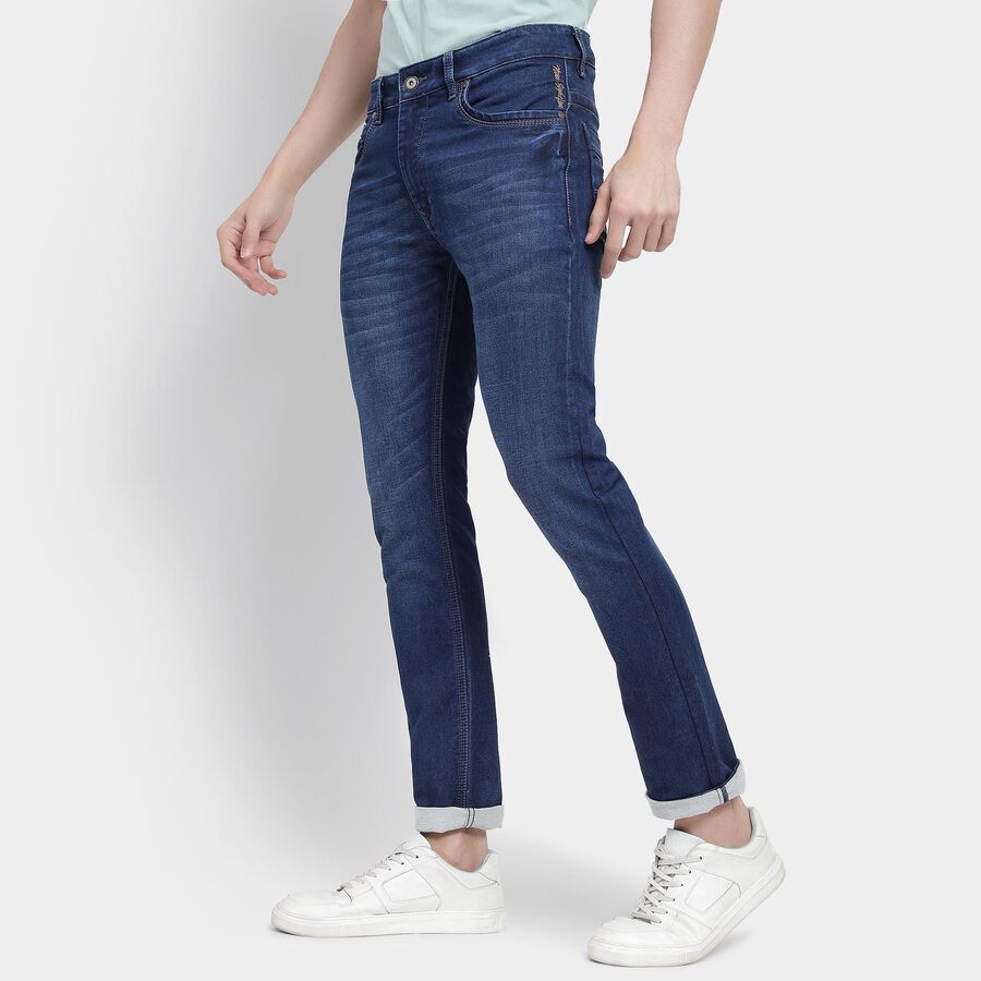 Men's Slim Fit Jeans, मध्यम नीला, large image number null