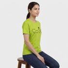 Women's Neon Green Round Neck Casual T-Shirt, Neon Green, small