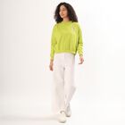 Women's Bright Lime Green Crew Neck Casual Sweatshirt, हल्का हरा, small image number null