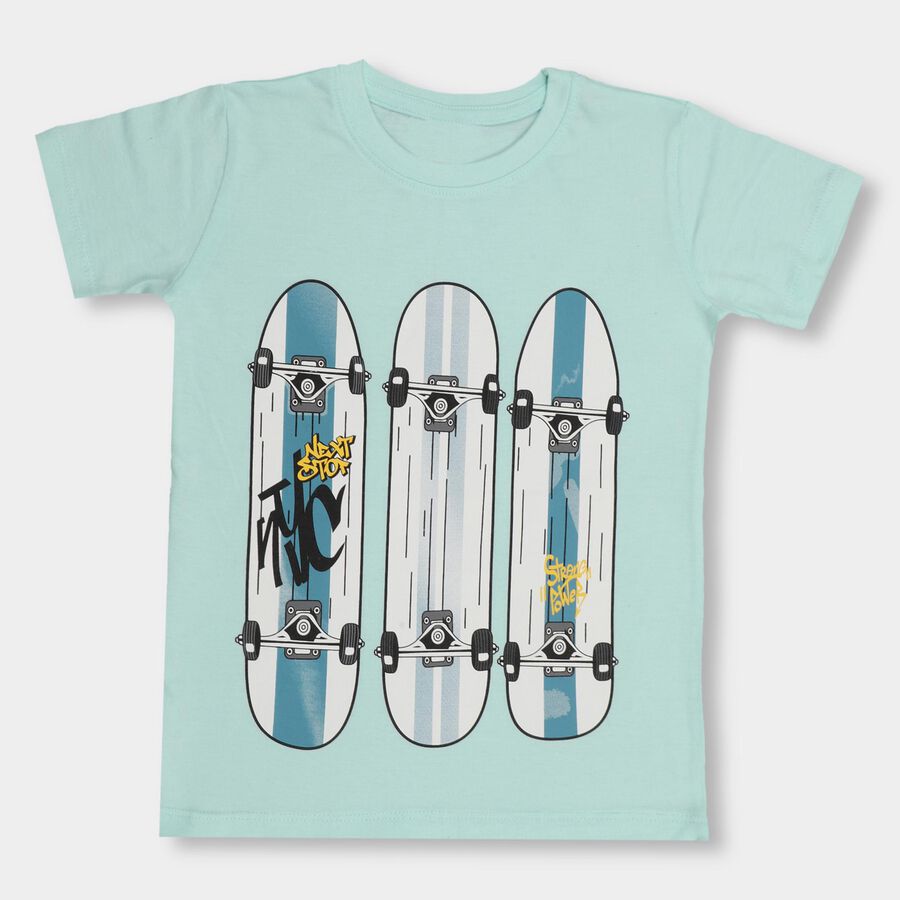 Boys' 100% Cotton Half Sleeves T-Shirt, Light Green, large image number null