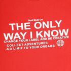 Boys Bright Cherry Red Round Neck Casual Half Sleeve T-Shirt, Red, small image number null