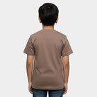 Boys' Brown Round Neck Graphic Printed T-Shirt, Brown, small