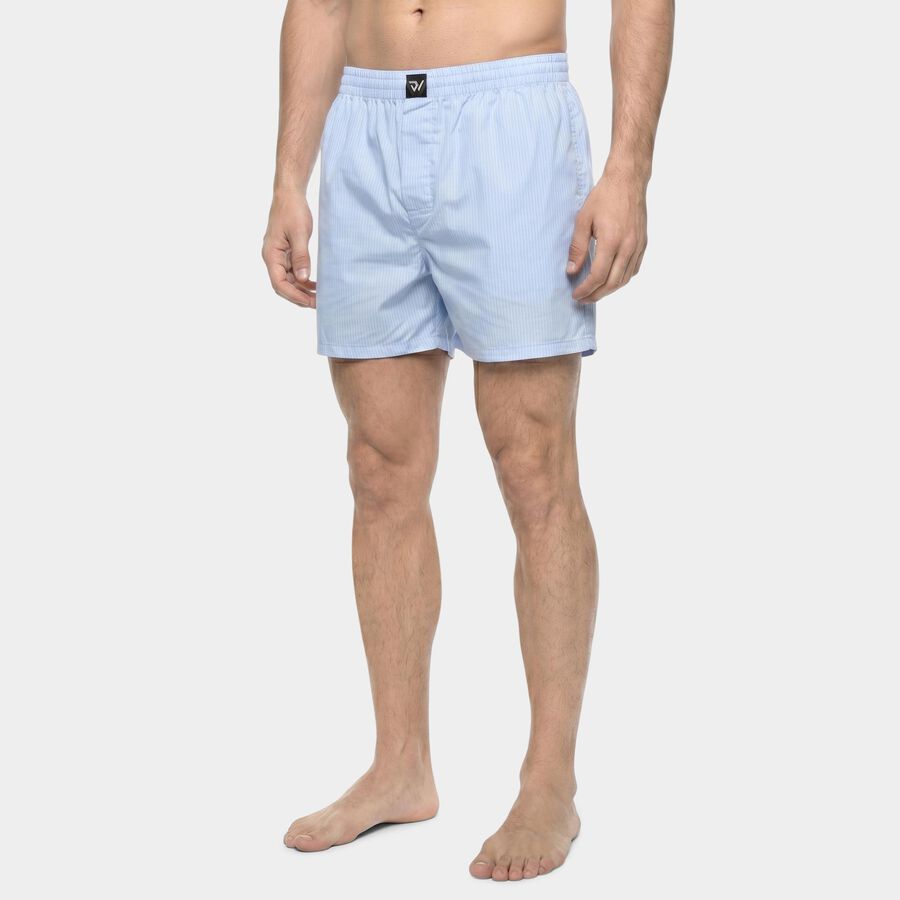 Men's Light Blue Classic Fit Striped Boxers, Light Blue, large