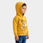 Boys Yellow Hoodie Neck Graphic Print Sweatshirt, Yellow, small