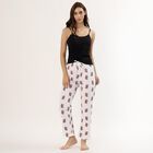 Women's White Teddy Print Elastic Waist Pyjama, White, small image number null