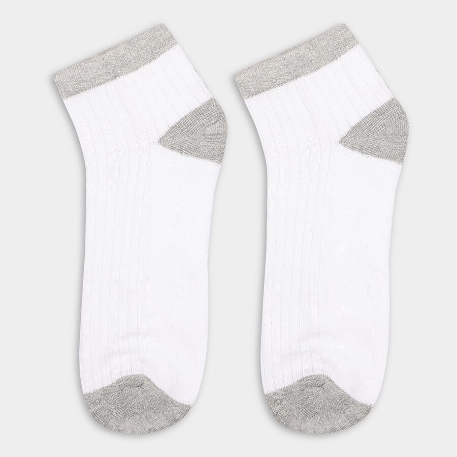 Men's Black And White Ankle Sports Socks, Black, large image number null