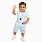 Infants' Light Blue Cotton Round Neck Elephant Printed Baba Suit, Light Blue, small