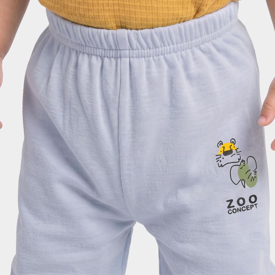 Infants' Light Blue Jogger Graphic Printed Cotton Pyjama, Light Blue, large
