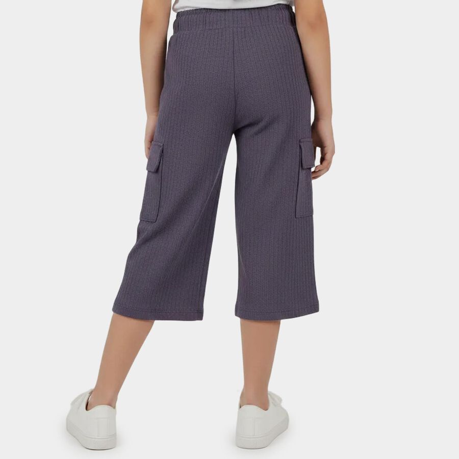 Girls Lilac Regular Fit Solid Capri, Lilac, large