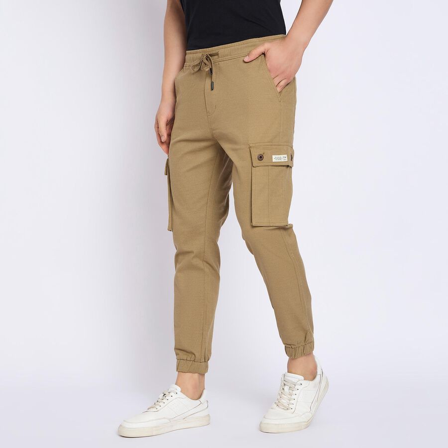 Men's Slim Fit Casual Trousers , Beige, large