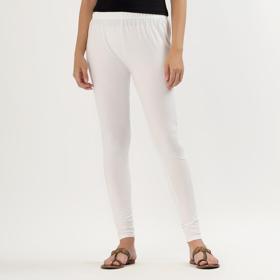 Women's Bright White Stretchable Ankle-Length Churidar, White, large image number null