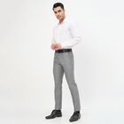 Men's Light Grey Slim Fit Formal Trousers, Light Grey, small