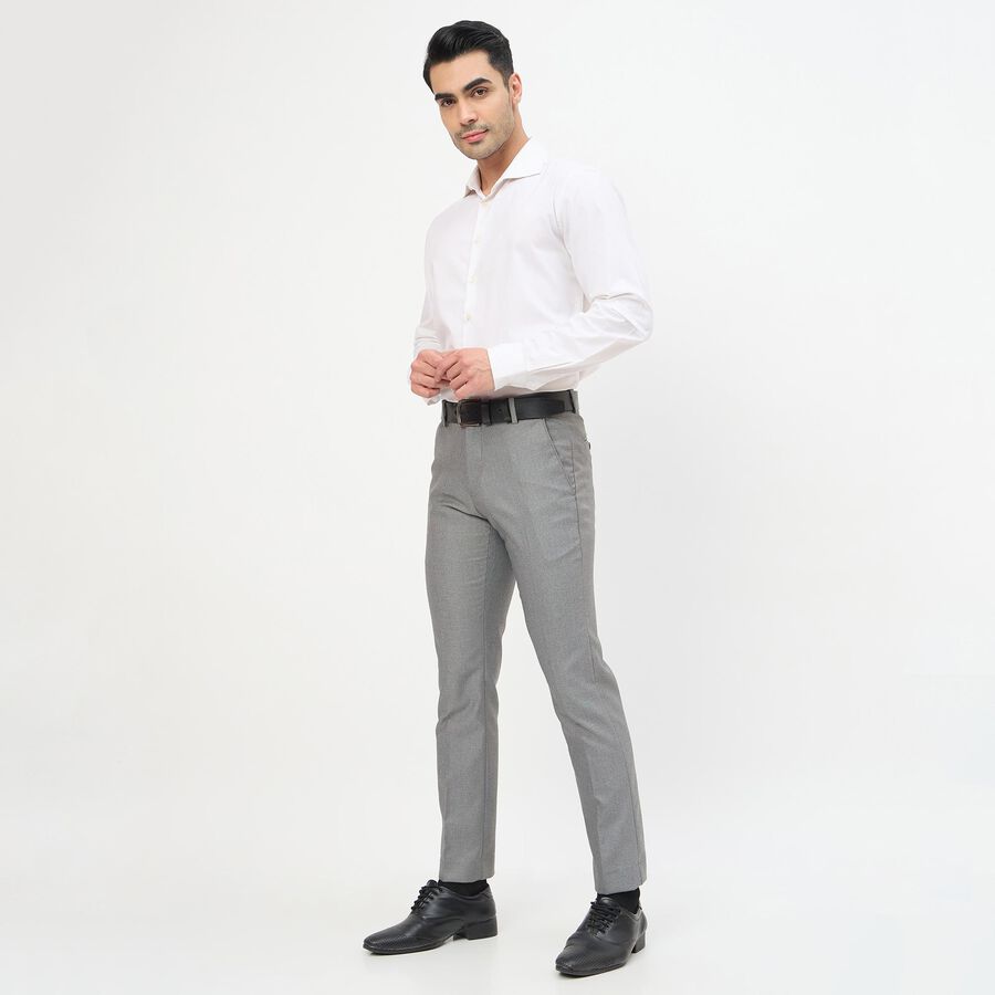 Men's Light Grey Slim Fit Formal Trousers, Light Grey, large