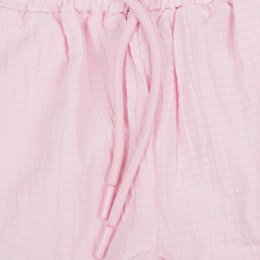 Girls' Pink Lace Hem Elastic Waist Shorts, हल्का गुलाबी, large