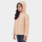 Girls' Pink Hooded Puffer Jacket, गुलाबी, small