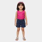 Girls' Blue Rhinestone Embellished Denim Shorts, Dark Blue, small
