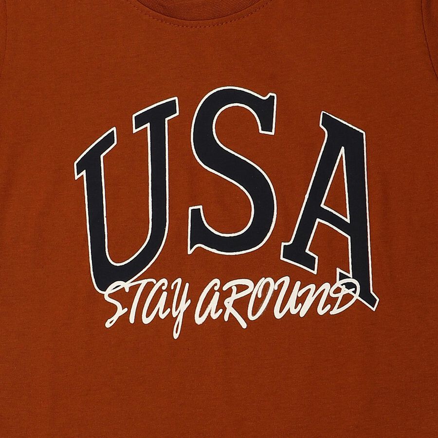 Boys' Half Sleeves T-Shirt, Brown, large