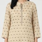 Women's Beige Kurta, गहरा पीला, small