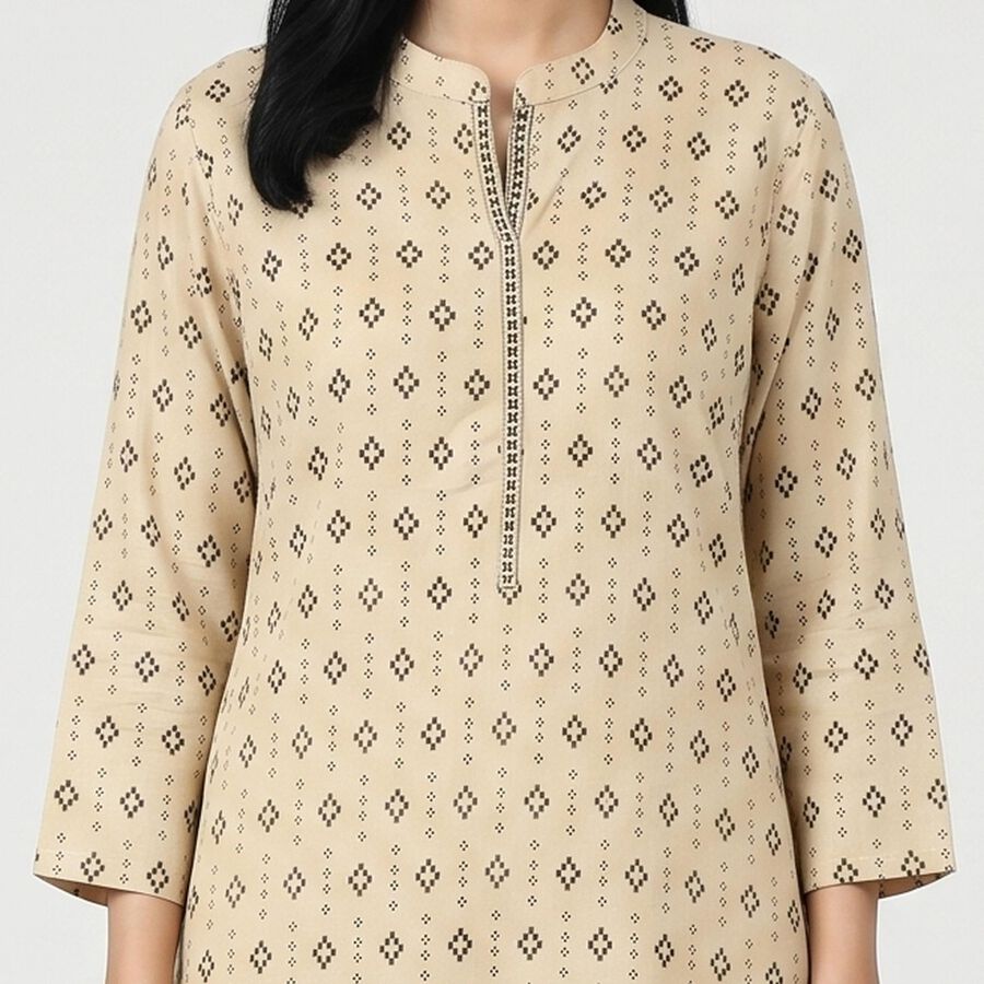 Women's Beige Kurta, गहरा पीला, large