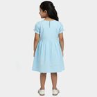 Girls' Blue Regular Fit Embroidered Frock, Aqua, small