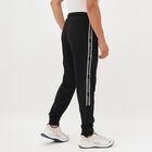 Men's Jet Black Tapered Fit Side-Striped Track Pants, Black, small image number null