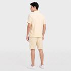 Men's Beige Cotton Cuban Collar Co-ord Set, Beige, small