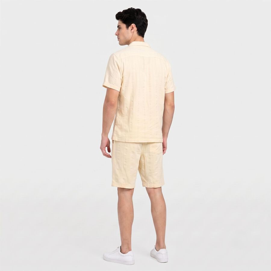 Men's Beige Cotton Cuban Collar Co-ord Set, Beige, large