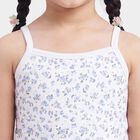 Girls' Light Blue Cotton Square Neck Sleeveless Vest, आइस ब्लू, small