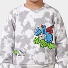 Boys Grey Crew Neck Graphic Print Baba Suit, Light Grey, small