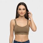 Women's Brown Scoop Neck Sports Bra, Brown, small