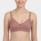 Women's Brown Cotton Blend V-Neck Wireless Non-Padded Bra, Brown, small
