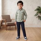 Boys Green Cotton Casual Shirt, Light Green, small