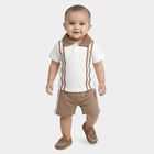 Infants' White Cotton Polo Neck Striped Baba Suit, सफ़ेद, small