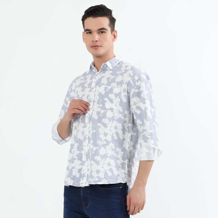 Men's Light Blue Cotton Classic Collar Casual Shirt, Light Blue, large image number null