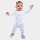 Infants' Light Blue 100% Cotton Round Neck Striped Baba Suit, Light Blue, small