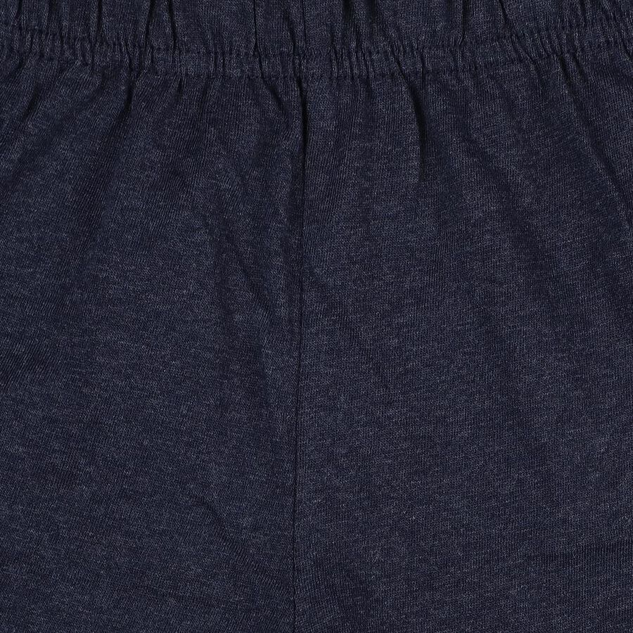 Boys' Navy Blue Regular Fit Elastic Waist Bermuda Shorts, Melange Blue, large