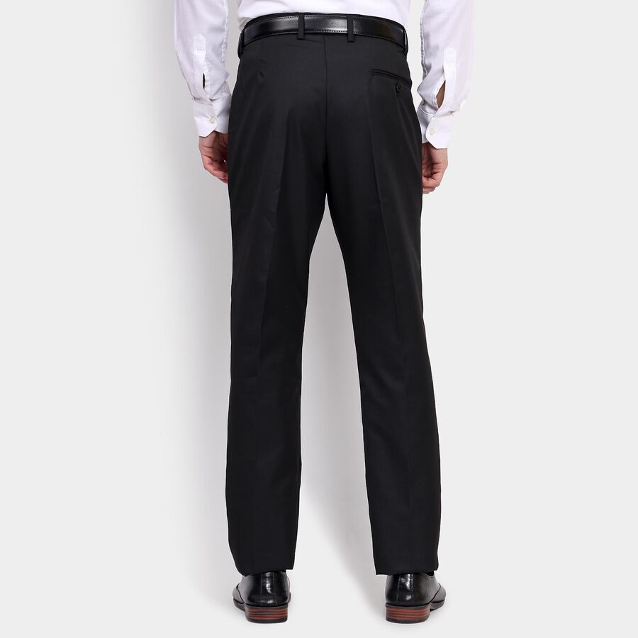Men's Slim Fit Formal Trousers, काला, large image number null