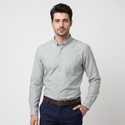 Men's Sage Green Button-Down Collar Formal Shirt