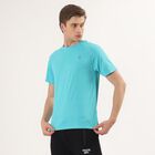 Men's Teal Round Neck Athleisure Drifit T-Shirt, Teal Blue, small