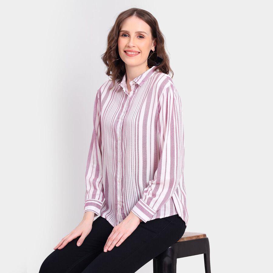 Ladies'  Stripes Shirt, Purple, large image number null