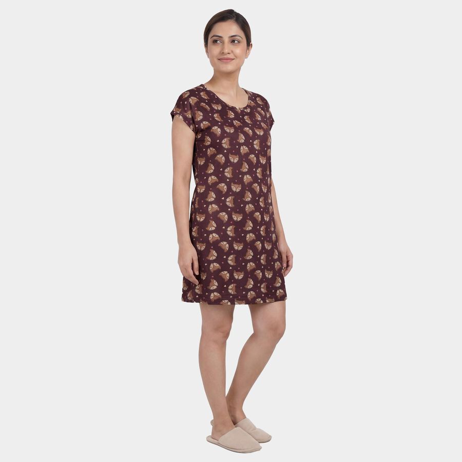 Women's Purple V-Neck Classic Nighty, Purple, large