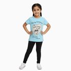 Girls Light Blue Cotton Round Neck Casual T-Shirt, हल्का नीला, small