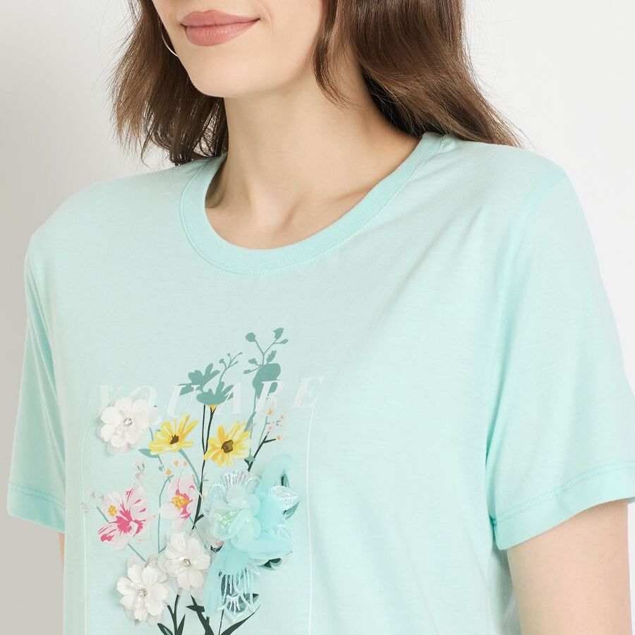Ladies' Round Neck T-Shirt, Blue, large image number null