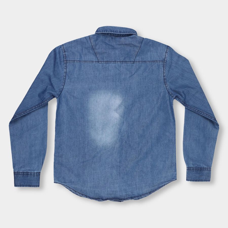 Boys Midnight Blue Full Sleeve Classic Collar Casual Shirt, मध्यम नीला, large image number null
