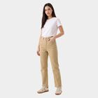 Women's Off White Straight Fit Frayed Hem Jeans, ऑफ व्हाइट, small