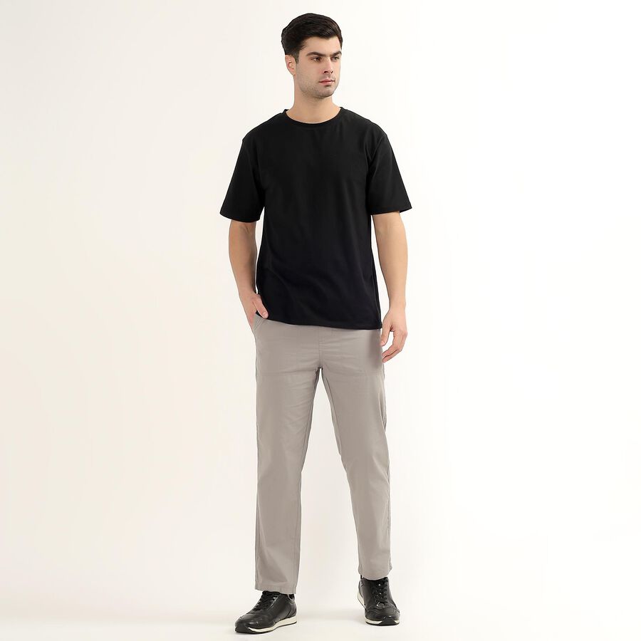 Men's Slim Fit Casual Cotton Trousers, Light Grey, large